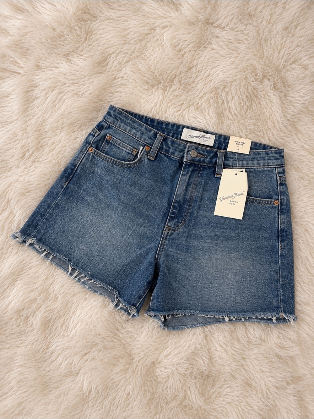 Denim Frayed Hem Women's Shorts - Blue